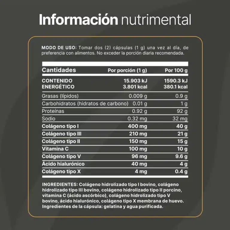 Colágeno Hidrolizado Tipo I, II, III, V y X - 90 cápsulas - Imagen 2