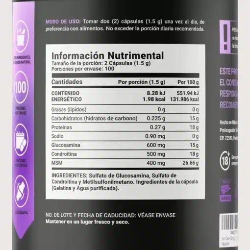 Glucosamina con Condroitina y MSM - 100 cápsulas 2