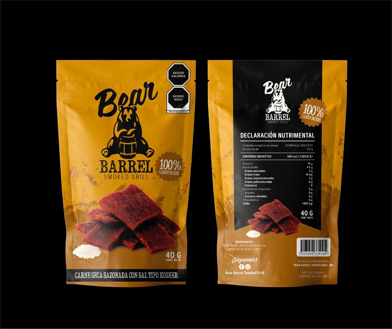 Carne seca sazonada con whiskey, chiles secos, ácido cítrico y sal